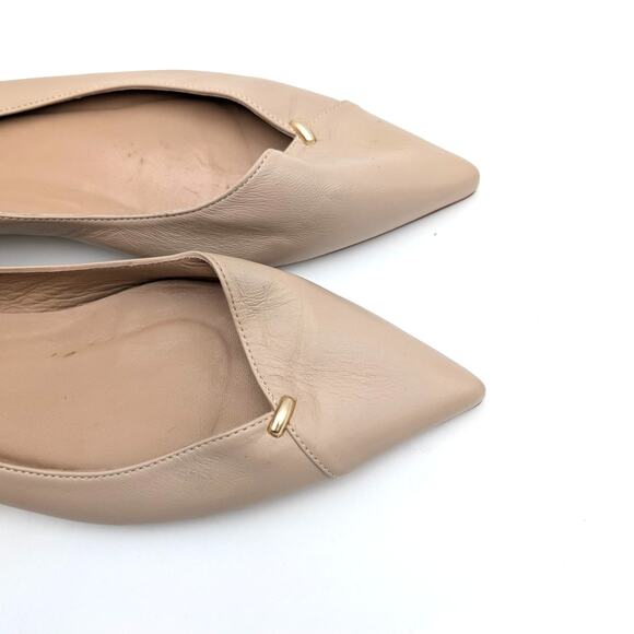 LK Bennett Cally Hardware-Embellished Pointed Toe Flat Beige Size US9 EU40 - Picture 10 of 13